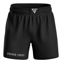 Black shorts with 'Ground Force' branding on a white background