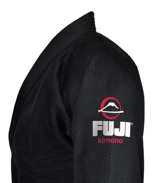 Fuji sports All Around BJJ Gi beginner black side left shoulder logo stitching