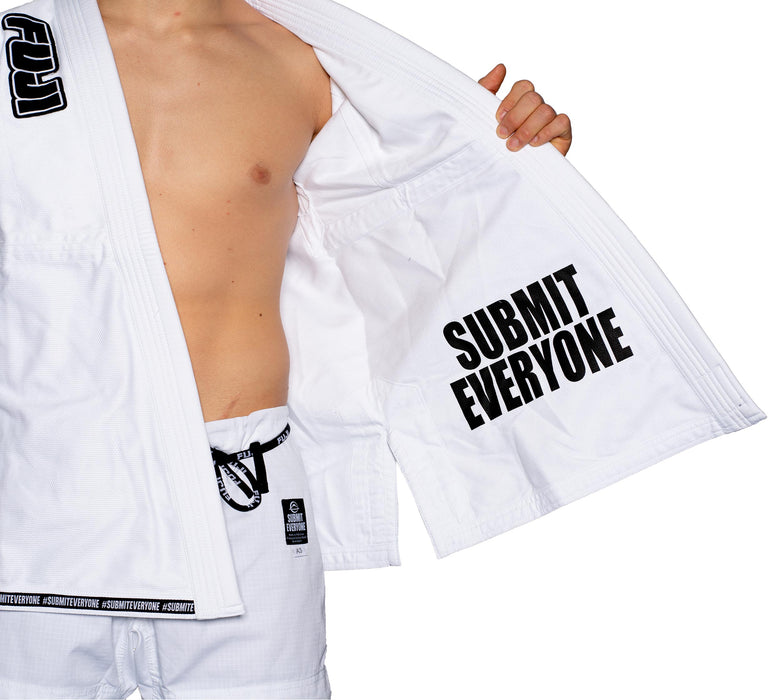 fuji submit everyone bjj gi white jacket
