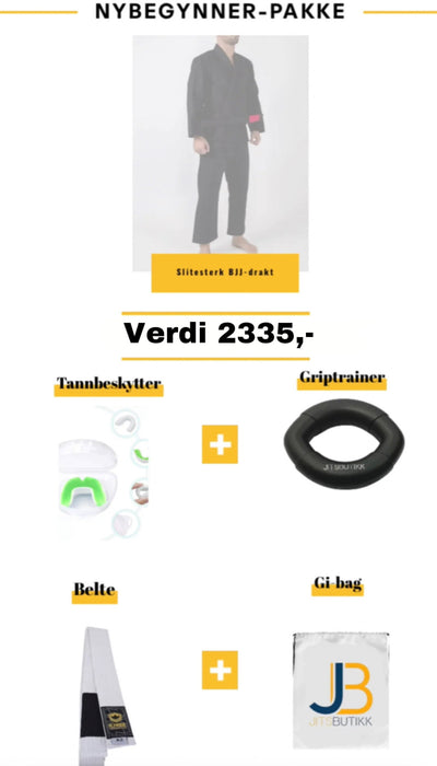 BJJ Nybegynnerpakke: BJJ DRAKT + alt du trenger til oppstart
